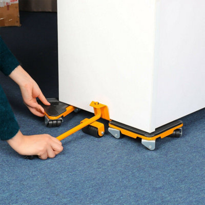 Heavy Furniture Lifter Moving Tool Set Kit 1 Rod 4 Rollers Wheels Mover ...