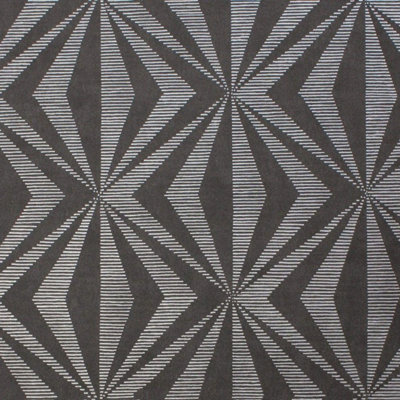 Heavy Weight Italian Vinyl Black And Silver Geometric Wallpaper Textured Finish