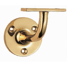 Heavyweight Handrail Bannister Bracket 80mm Projection Polished Brass