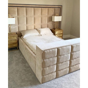 Hectar Super King Size TV Panel Bed (Beige)
