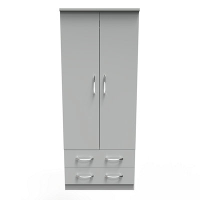 Heddon 2 Door 2 Drawer Wardrobe in Dusk Grey (Ready Assembled)