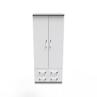 Heddon 2 Door 2 Drawer Wardrobe in White Matt (Ready Assembled)