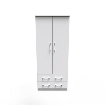 Heddon 2 Door 2 Drawer Wardrobe in White Matt (Ready Assembled)