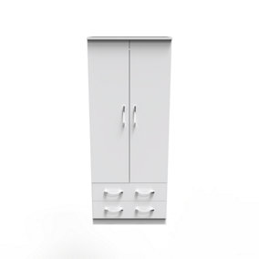 Heddon 2 Door 2 Drawer Wardrobe in White Matt (Ready Assembled)