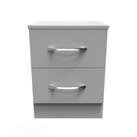 Heddon 2 Drawer Bedside Cabinet in Dusk Grey (Ready Assembled)