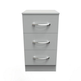 Heddon 3 Drawer Bedside Cabinet in Dusk Grey (Ready Assembled)