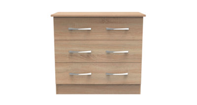 Heddon 3 Drawer Chest in Bardolino Oak (Ready Assembled)