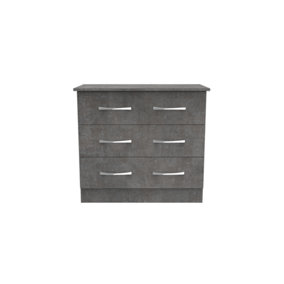 Heddon 3 Drawer Chest in Pewter (Ready Assembled)