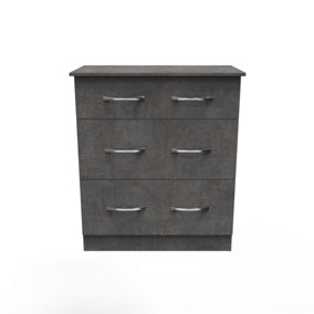 Heddon 3 Drawer Deep Chest in Pewter (Ready Assembled)