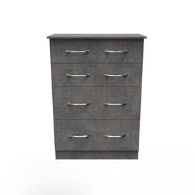 Heddon 4 Drawer Deep Chest in Pewter (Ready Assembled)