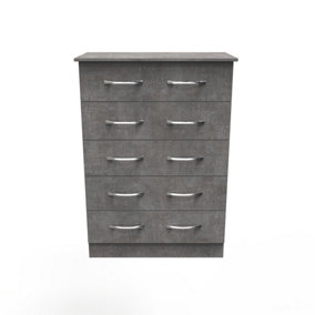 Heddon 5 Drawer Chest in Pewter (Ready Assembled)