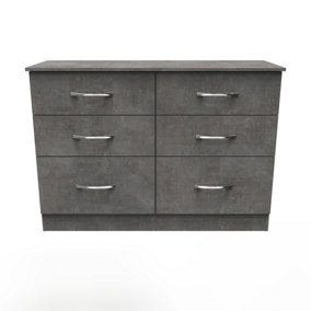 Heddon 6 Drawer Wide Chest in Pewter (Ready Assembled)