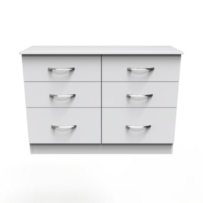 Heddon 6 Drawer Wide Chest in White Matt (Ready Assembled)