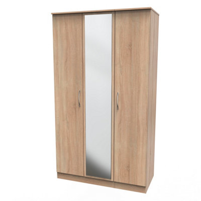 Heddon Triple Mirror Wardrobe in Bardolino Oak (Ready Assembled)