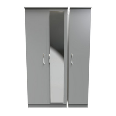 Heddon Triple Mirror Wardrobe in Dusk Grey (Ready Assembled) DIY at B&Q