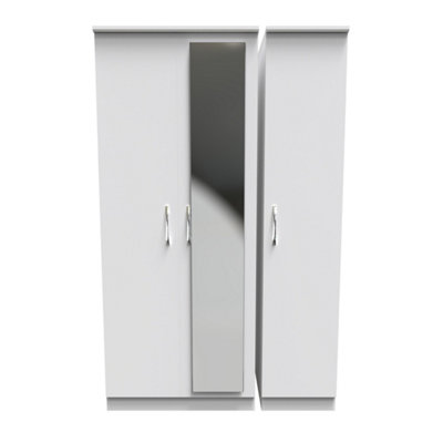 Heddon Triple Mirror Wardrobe in White Matt (Ready Assembled) DIY at B&Q