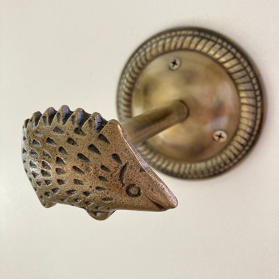 Hedgehog Antique Brass Curtain Hook