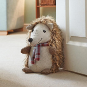 Hedgehog Design Doorstop - Novelty Decorative Plush Heavy Weighted Stuffed Animal Character Door Stopper - H24 x W18 x D25cm