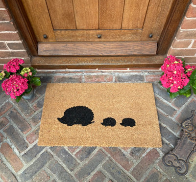 Hedgehog Family Coir Indoor & Outdoor Doormat