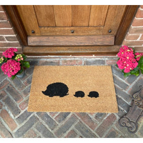 Hedgehog Family Coir Indoor & Outdoor Doormat