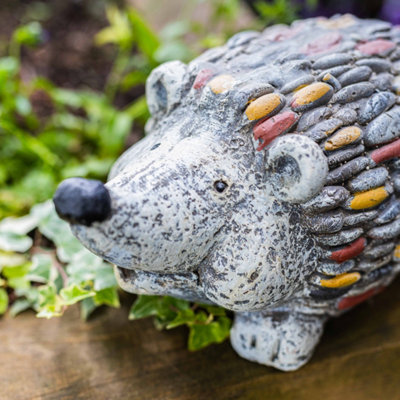 Hedgehog Garden Ornament with Stone Effect