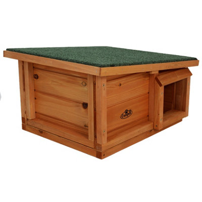 Hedgehog House/Hibernation Shelter Wood Predator Proof Feeding Station - 3