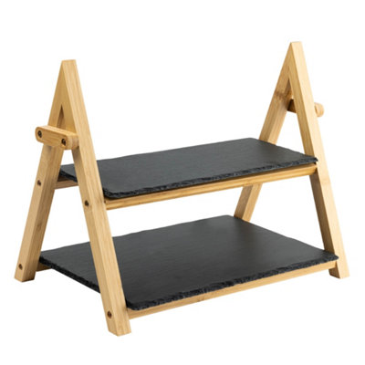 HEFTMAN 2-Tier Slate Cake Stand