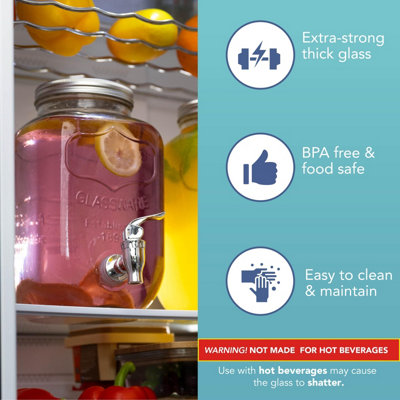 HEFTMAN 2 X 4L Glass Drink Dispenser With Stand - 4