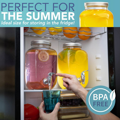 HEFTMAN 2 X 4L Glass Drink Dispenser With Stand - 7