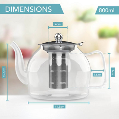 HEFTMAN Clear Glass Teapot 800ml