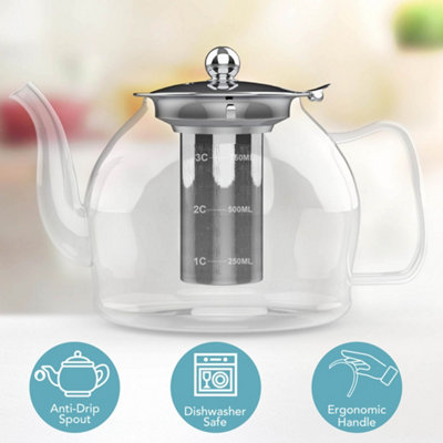 HEFTMAN Clear Glass Teapot 800ml