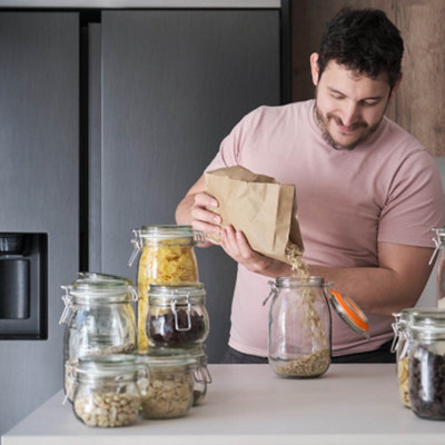 HEFTMAN Storage Clear Glass Jars 2L Airtight Lid Kitchen Container 2