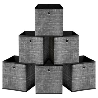 HEFTMAN Collapsible Fabric Storage Cubes – 30x30x30cm, Black, Set Of 6