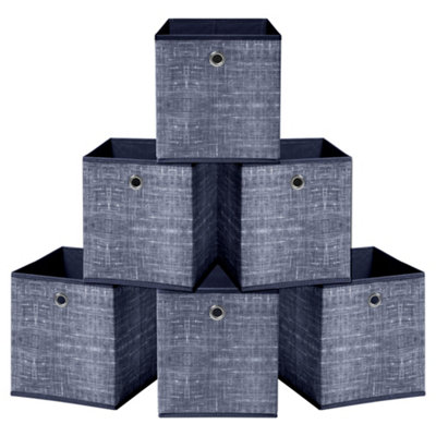 HEFTMAN COLLAPSIBLE STORAGE BOXES - 6 PACK - (30 X 30 X 30CM) - BLUE