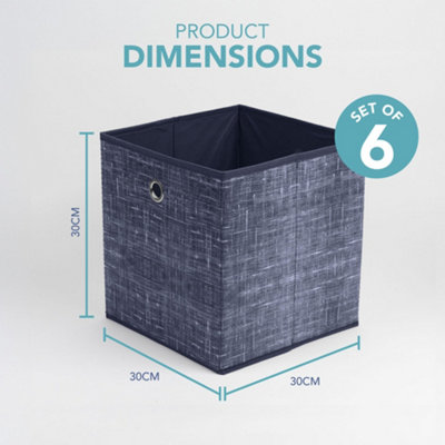 HEFTMAN COLLAPSIBLE STORAGE BOXES - 6 PACK - (30 X 30 X 30CM) - BLUE