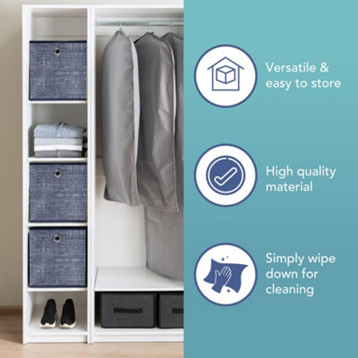 HEFTMAN COLLAPSIBLE STORAGE BOXES - 6 PACK - (30 X 30 X 30CM) - BLUE