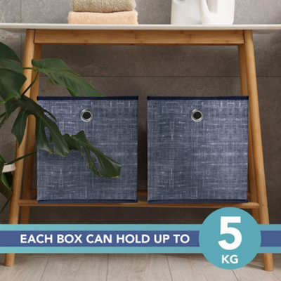 HEFTMAN COLLAPSIBLE STORAGE BOXES - 6 PACK - (30 X 30 X 30CM) - BLUE