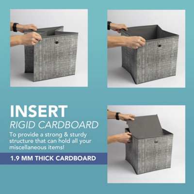HEFTMAN COLLAPSIBLE STORAGE BOXES - 6 PACK - (30 X 30 X 30CM) - GREY