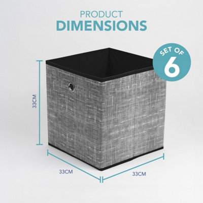 Beige Opbergbox 33x33x33 Cm HEFTMAN Opbergkubussen – Set Van 6 Beige Stoffen Opbergdozen Voor In De Kast Opvouwbare Kubus Dozen