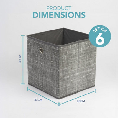 heftman-collapsible-storage-boxes-6-pack-33-x-33-x-33cm-grey
