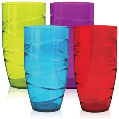 HEFTMAN Coloured Swirl Acrylic Tumblers - Set Of 4 - 3