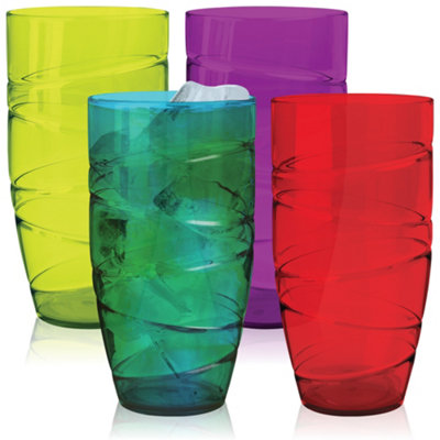 HEFTMAN Coloured Swirl Acrylic Tumblers - Set Of 4 - 4