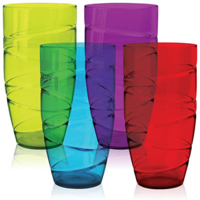 HEFTMAN Coloured Swirl Acrylic Tumblers - Set Of 4 - 5