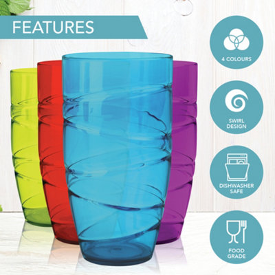HEFTMAN Coloured Swirl Acrylic Tumblers - Set Of 4 - 6