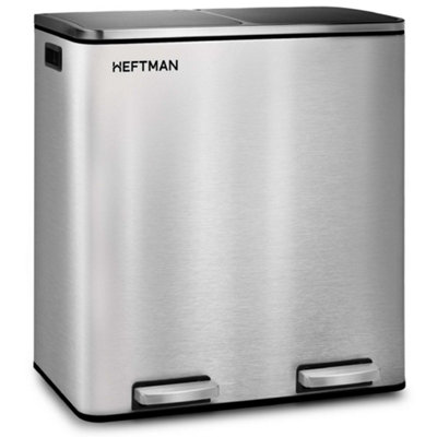 HEFTMAN Dual Rubbish Bin 2 X 30L - Silver