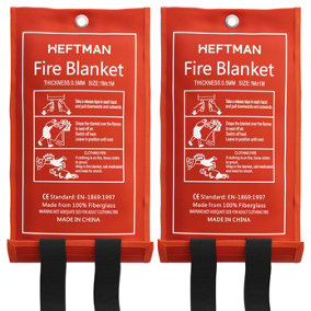 HEFTMAN Fire Blankets Emergency - 2 Pack
