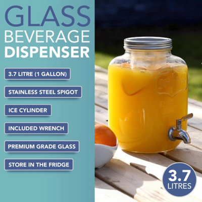 7.5L Glass Beverage Dispenser Tabletop Fruit Drink Juice Dispenser W/ Lid & Stand - Walmart Supplies