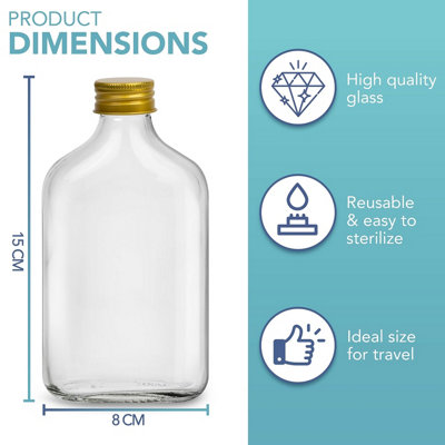 HEFTMAN Glass Flask Bottles 200ml - 12 Pack - 4