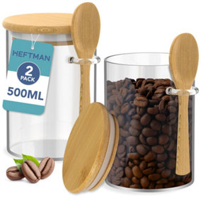 HEFTMAN Glass Jars With Spoons 500ml - 2 Pack