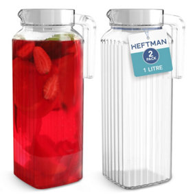 HEFTMAN Glass Jug 1 Litre - 2 Pack